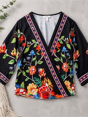 Floral Boho Wrap Blouse – Size Small